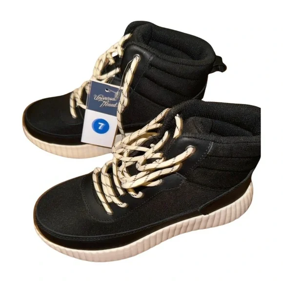 Universal Thread Black and White Lace Up Boots NWT - Picture 2 of 5